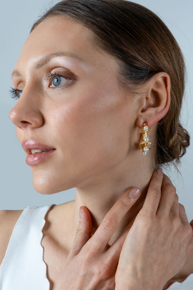 İncili Tomurcuk Halka Küpe