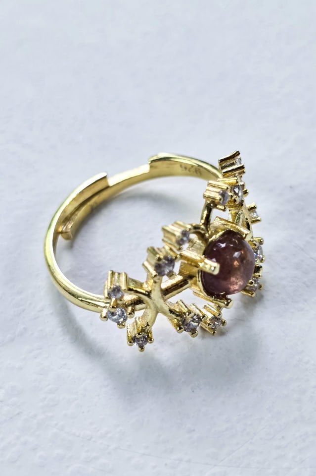 925 Ayar Gümüş 14 Ayar Altın Kaplama Zultanit Yüzük