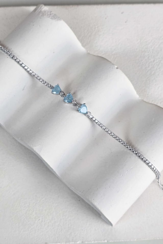 925 Ayar Gümüş Mavi Taşlı Su Yolu Bileklik