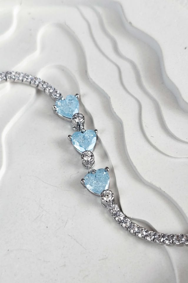 925 Ayar Gümüş Mavi Taşlı Su Yolu Bileklik