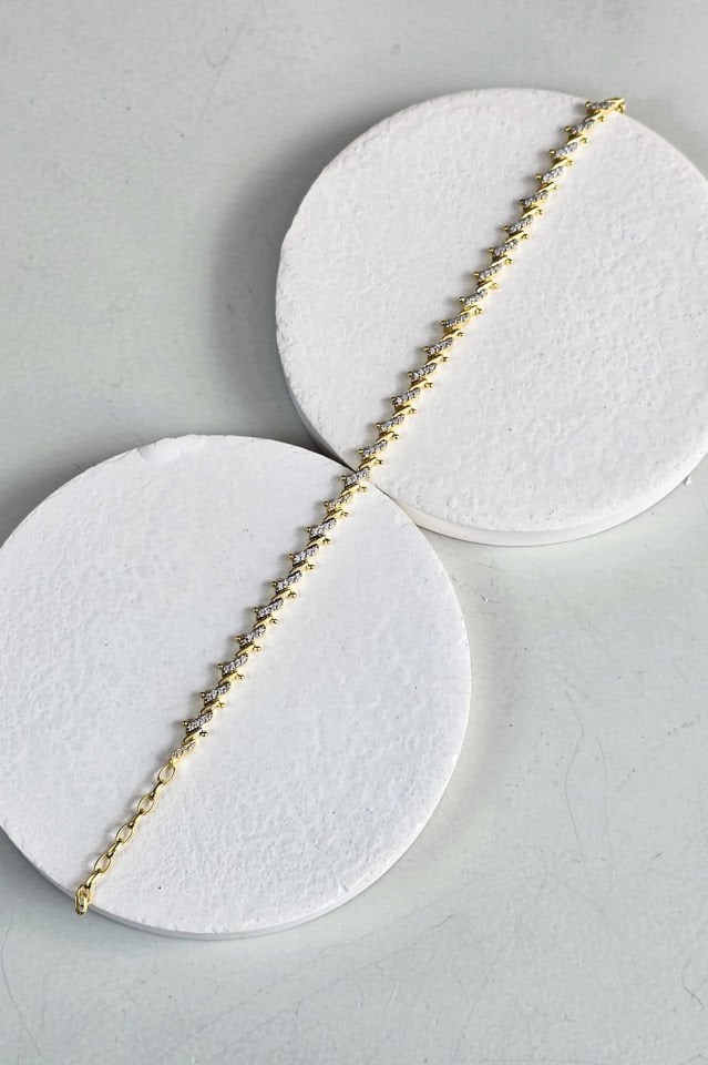 925 Ayar Gümüş 14 Ayar Altın Kaplama Çift Renk Bileklik