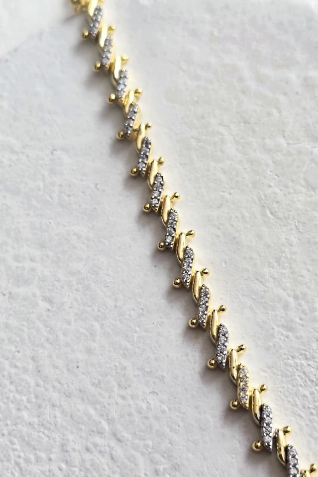 925 Ayar Gümüş 14 Ayar Altın Kaplama Çift Renk Bileklik