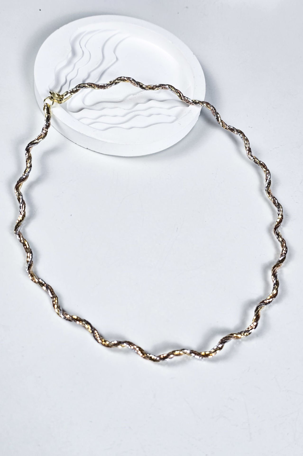 925 Ayar Gümüş Üç Renkli Örme Kolye