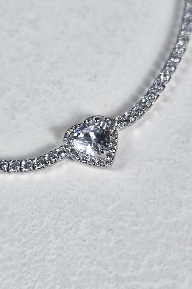 925 Ayar Gümüş Kalpli 1 mm Su Yolu  Bileklik