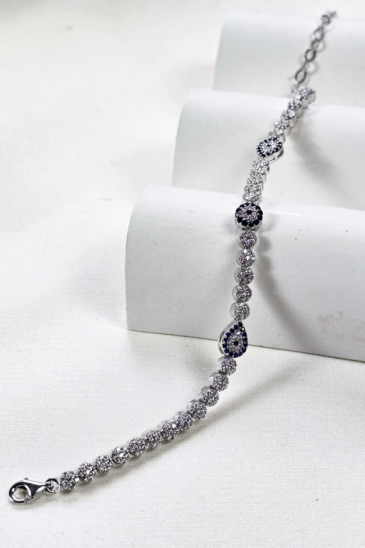 925 Ayar Gümüş Nazar Boncuklu Su Yolu Bileklik