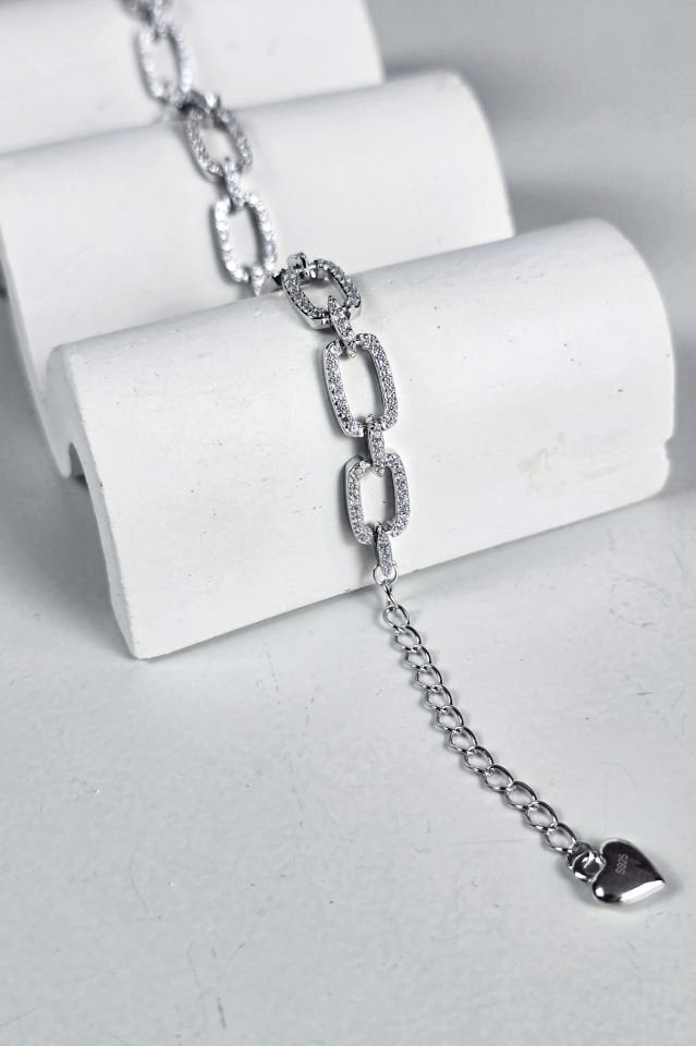 925 Ayar Gümüş Taşlı Halat Bileklik