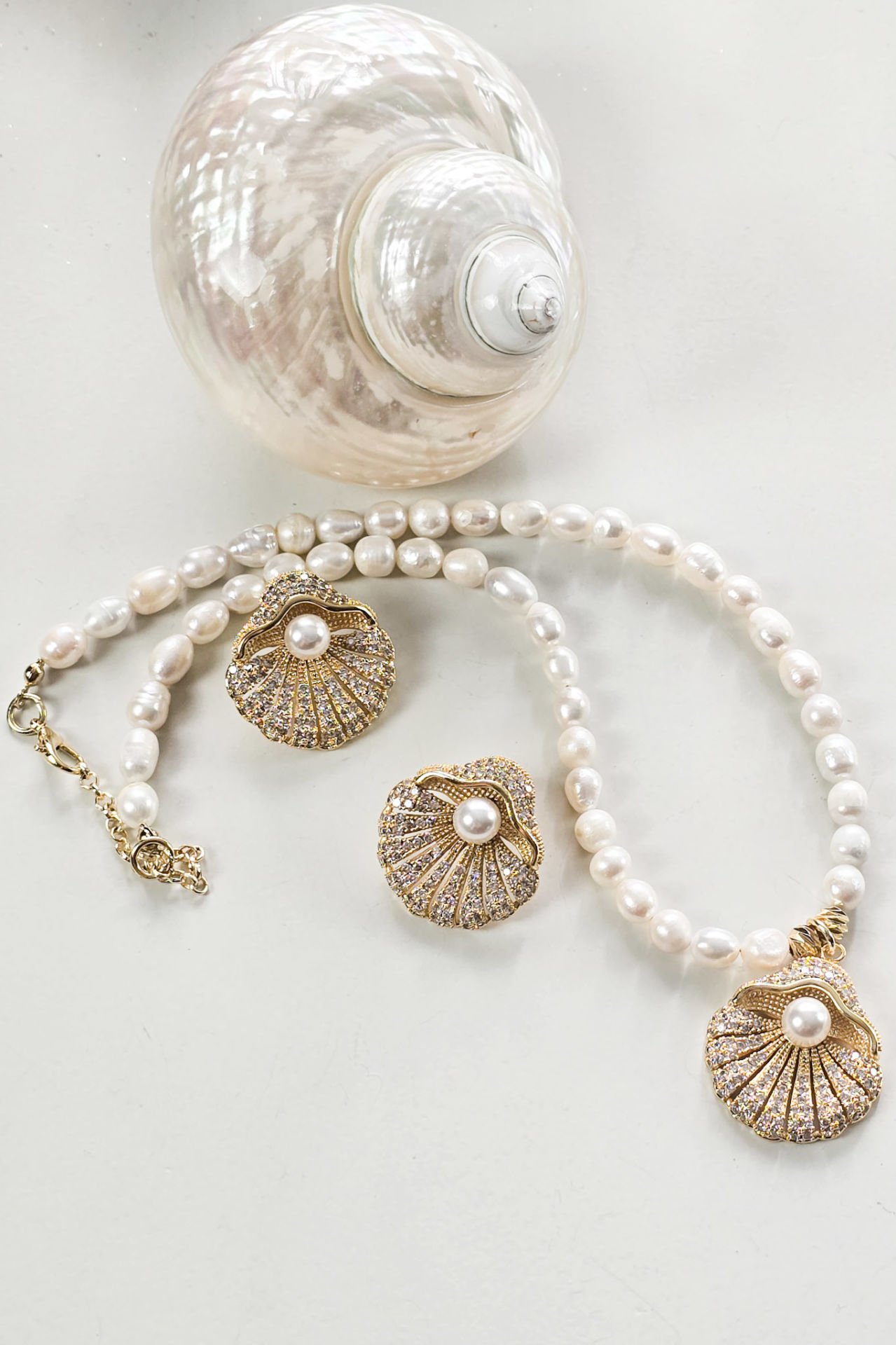 Pearl Mussel Kolye Küpe Set