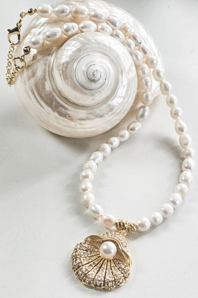 Pearl Mussel Kolye Küpe Set