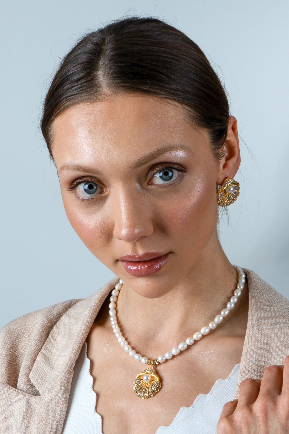 Pearl Mussel Kolye Küpe Set