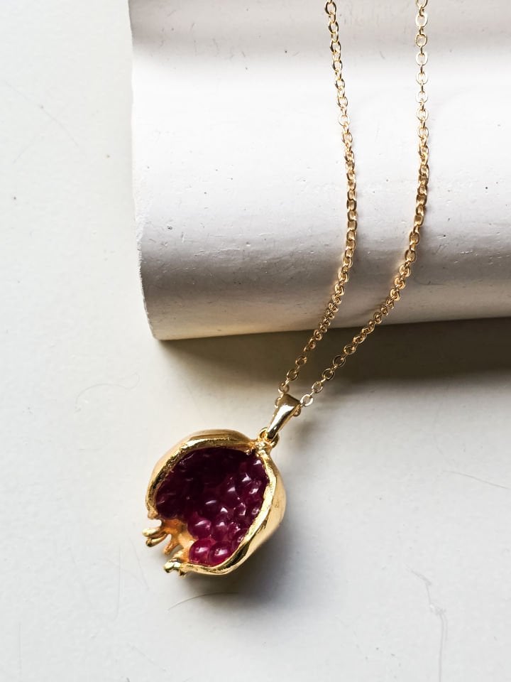 İncili Nar Kolye Kırmızı