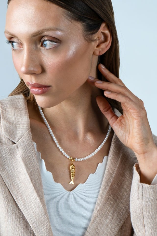Pearl And Fish Kolye