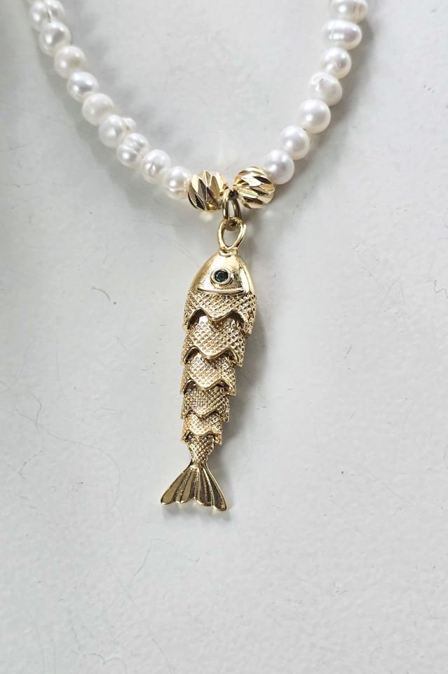 Pearl And Fish Kolye