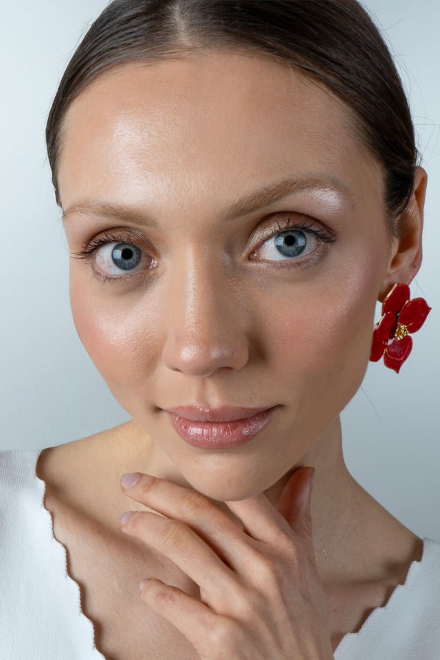 Four Leaves Mineli Küpe Kırmızı