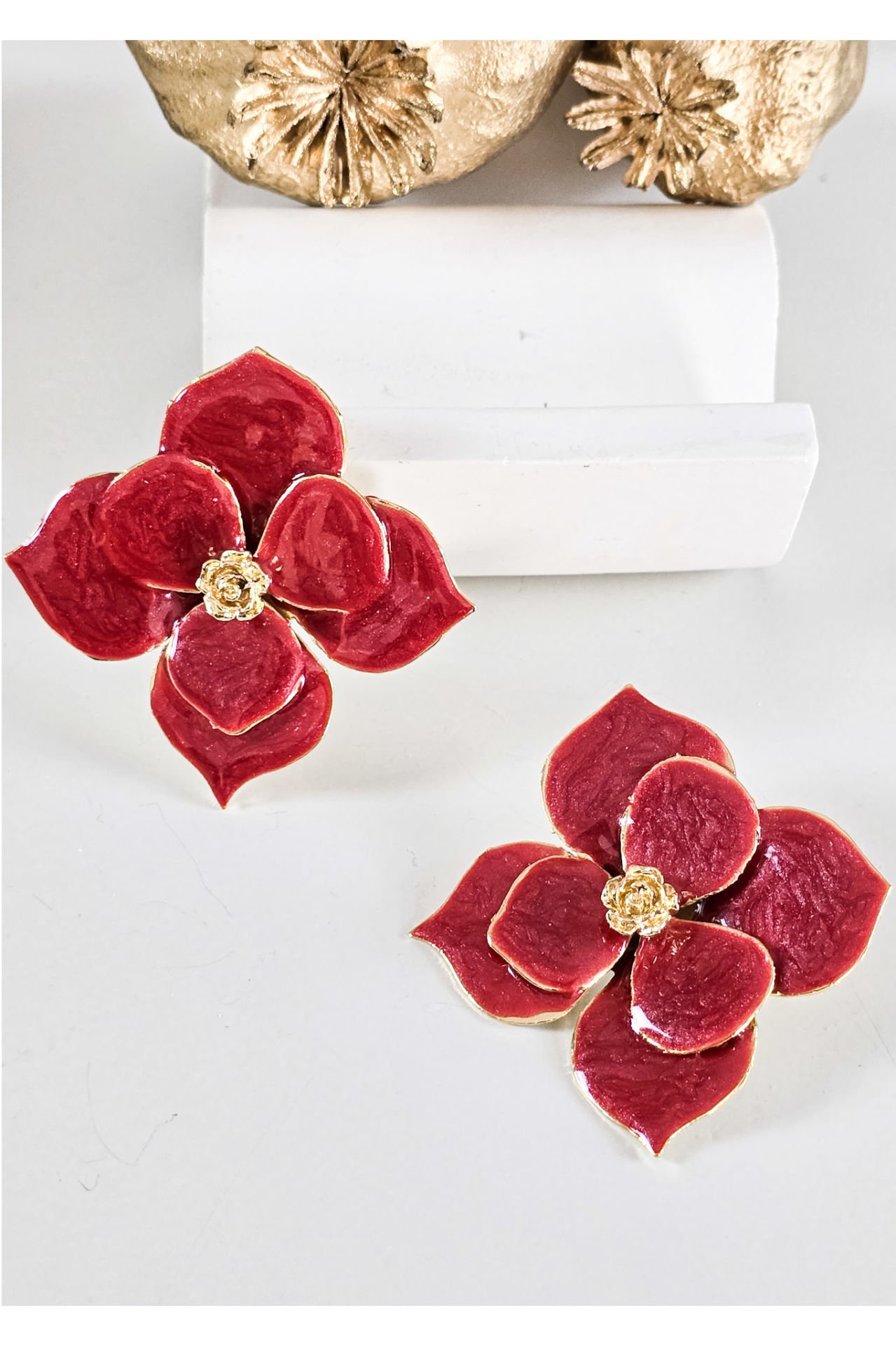 Four Leaves Mineli Küpe Kırmızı