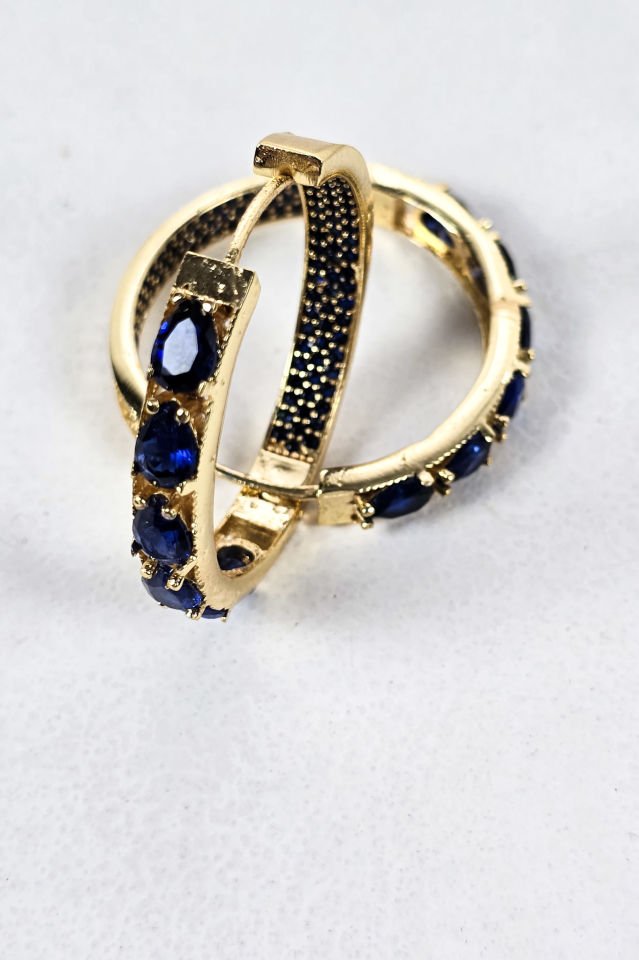 Zirkon Taşlı Halka Küpe Mor