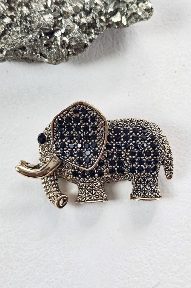 El Yapımı Bronz Fil Broş