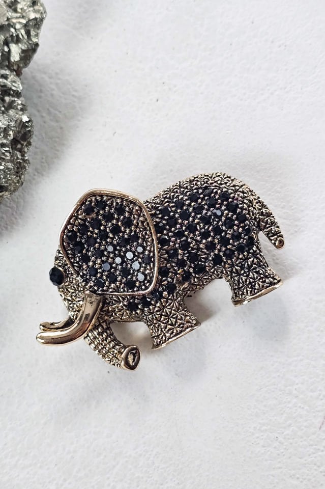 El Yapımı Bronz Fil Broş