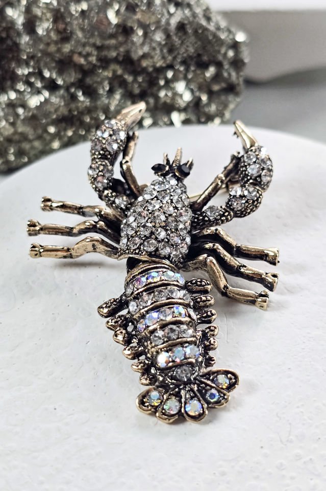 El Yapımı Bronz Istakoz Broş