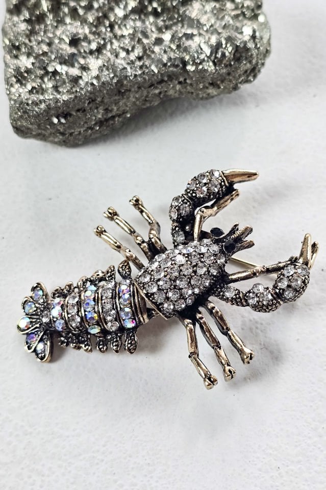 El Yapımı Bronz Istakoz Broş