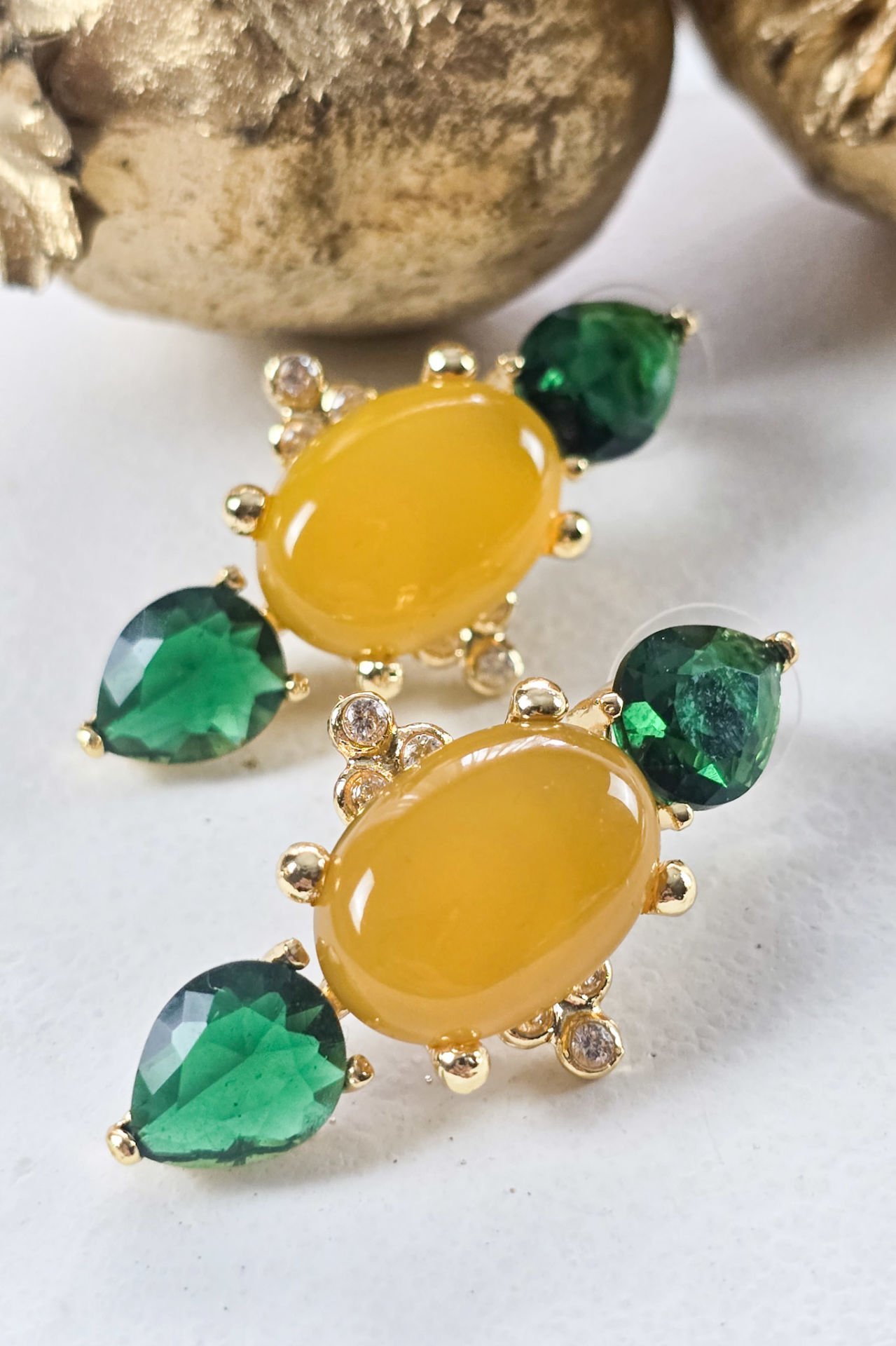 Royal Charm Küpe Sarı-Yeşil