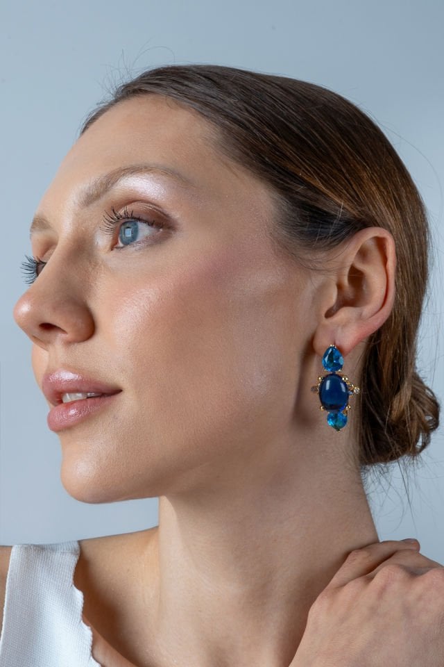 Royal Charm Küpe Sarı-Yeşil