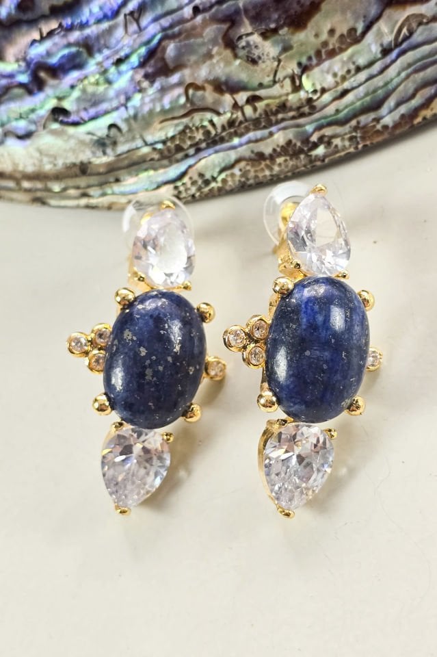 Royal Charm Küpe Beyaz-Lacivert