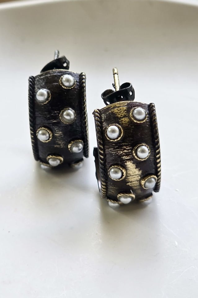 İncili Halka Vintage Küpe