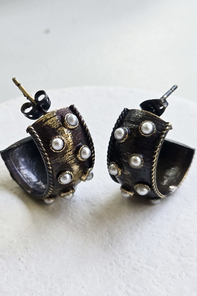 İncili Halka Vintage Küpe