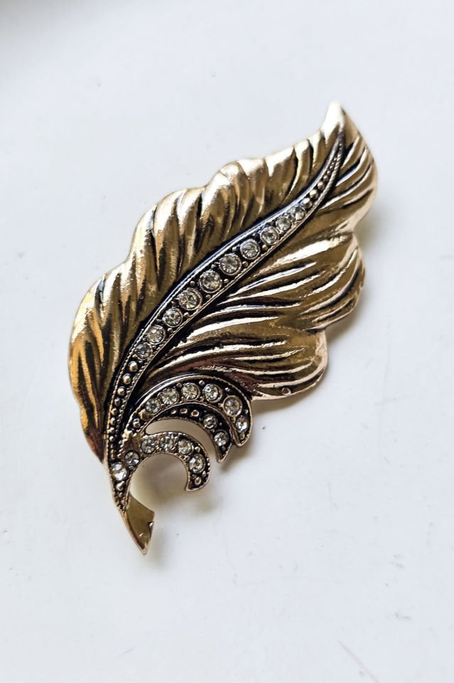 El Yapımı Taşlı  Bronz Dal Broş