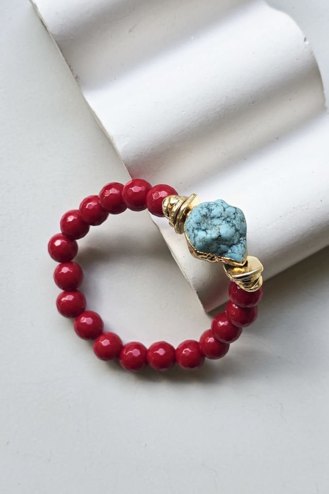 Turkuaz & Mercan Taşlı Bileklik