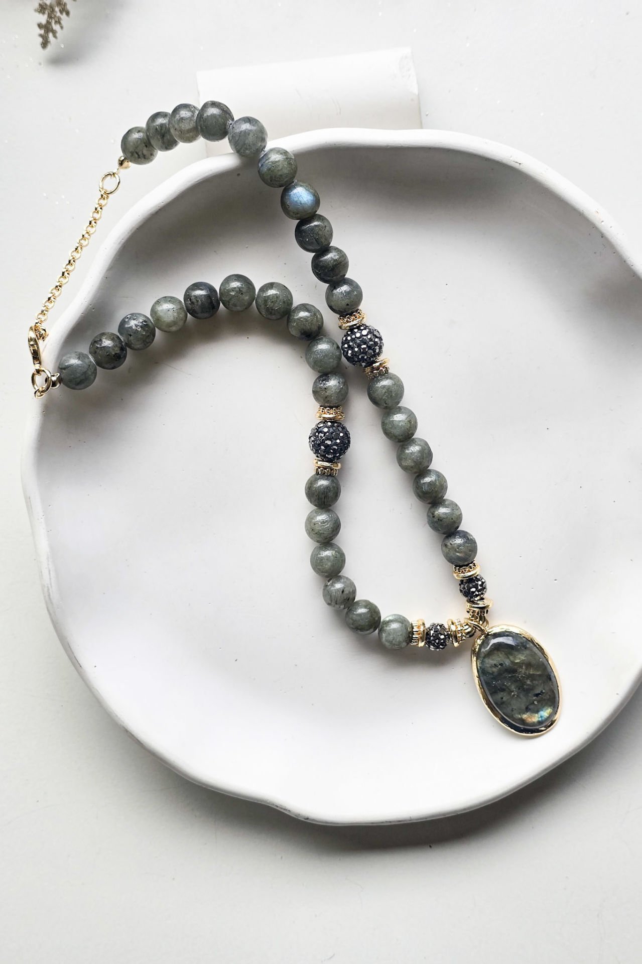 Labradorit Hematit Kolye