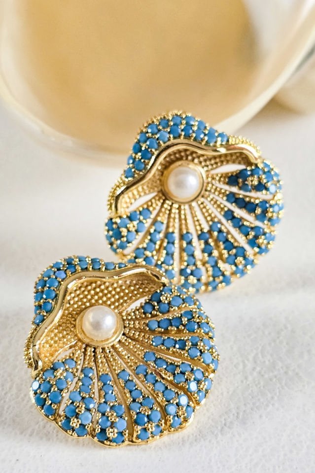 Oyster&Pearl Küpe Turkuaz