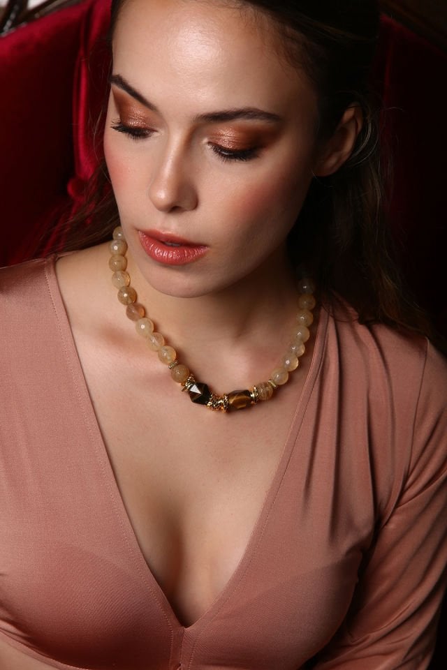 Sitrin Kolye Bileklik Set (3. Çakra/Solar Pleksus Çakra Taşı)