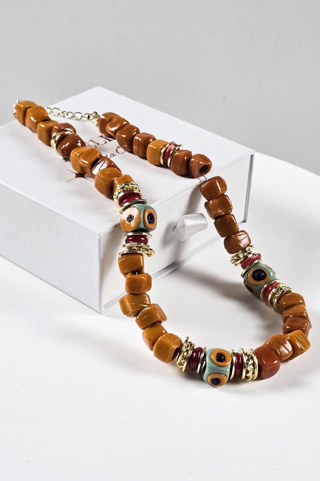 Turuncu Bodrum Boncuklu Kolye