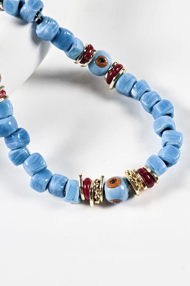 Bodrum Kolye Kırmızı Taşlı