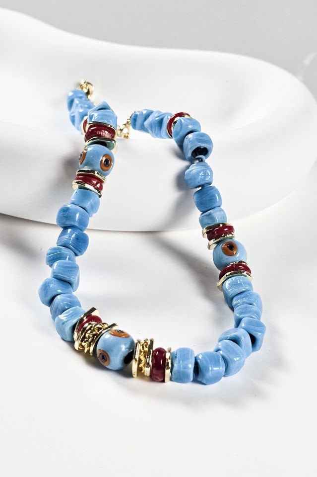 Bodrum Kolye Kırmızı Taşlı