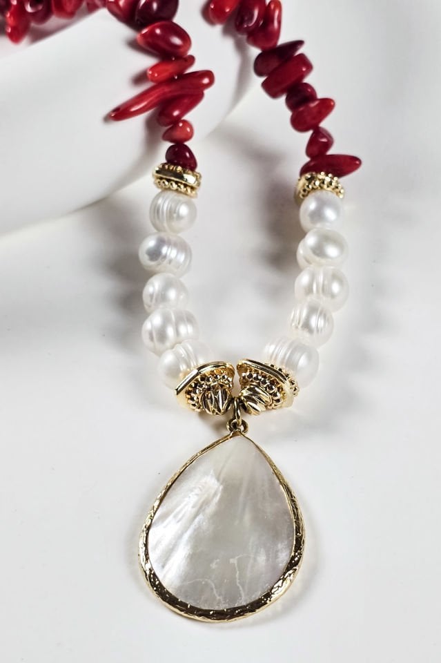 Mercan İnci Sedef Kolye