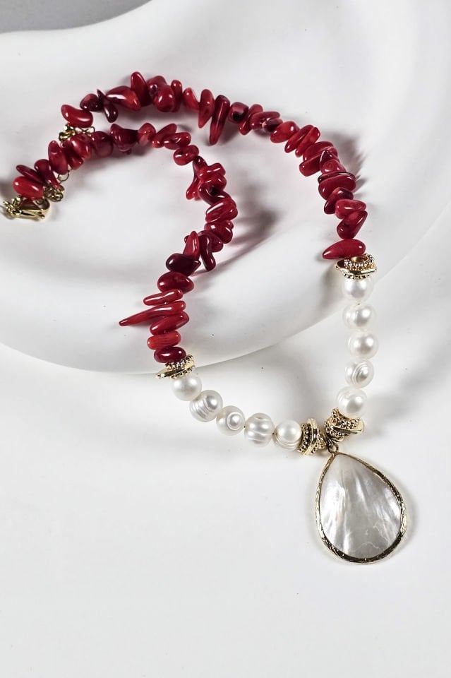 Mercan İnci Sedef Kolye