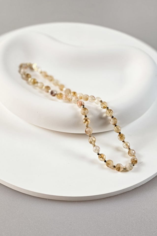 Sitrin Kolye Bileklik Set (3.Çakra/Solar Pleksus Çakra Taşı)