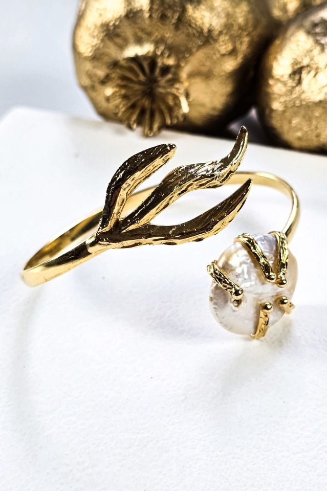 İncili Bileklik Dal Küpe Set