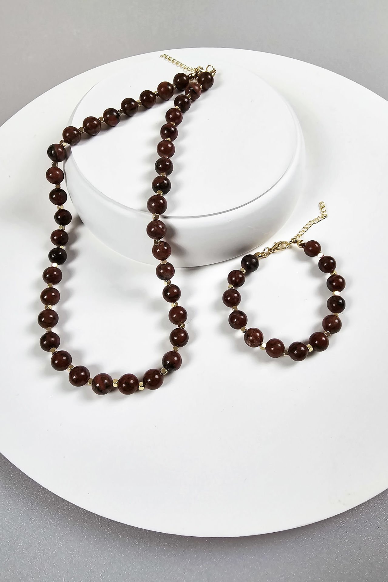 Kırmızı Jasper Kolye Bileklik Set (1.Çakra/Kök Çakra Taşı)