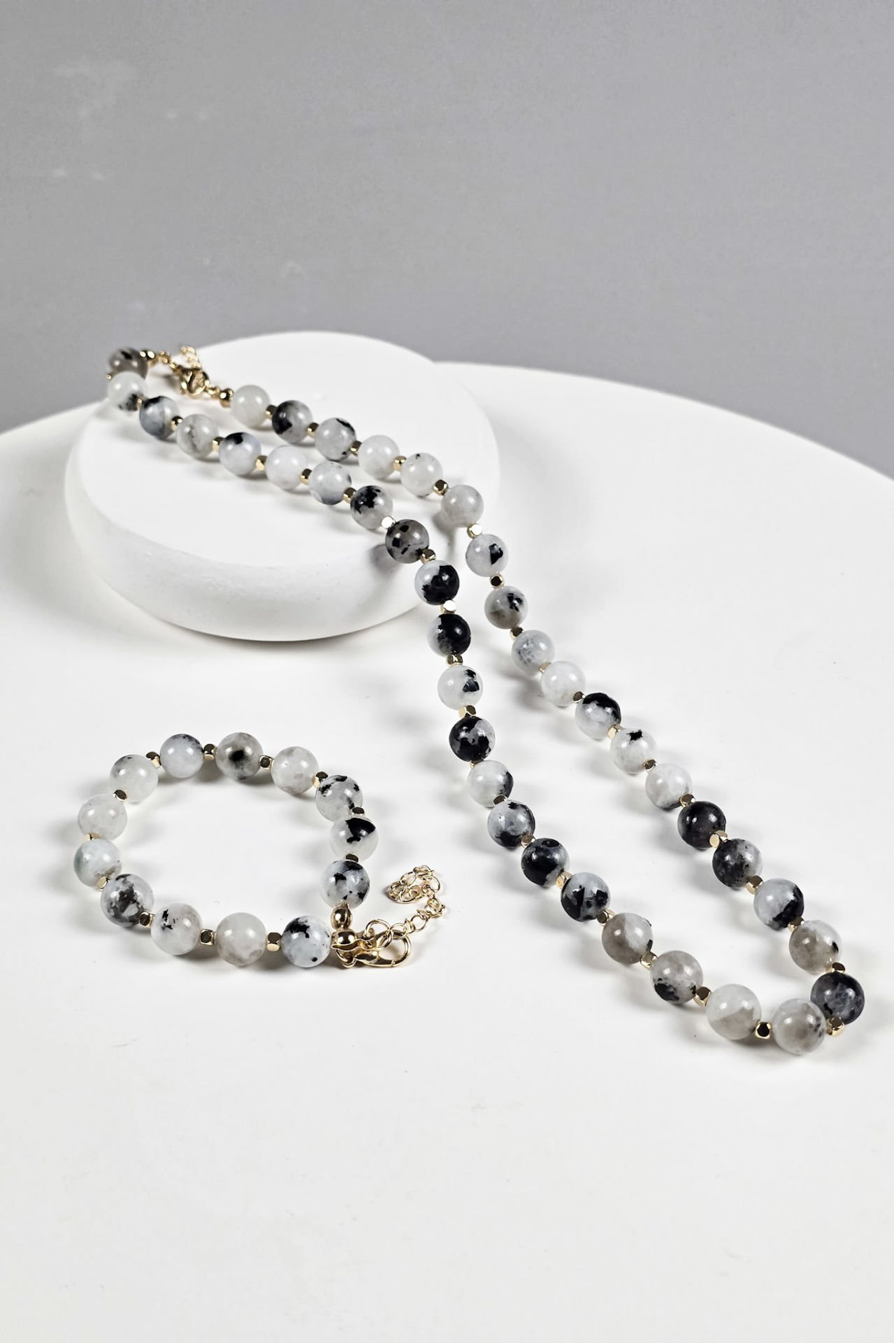 Ay Taşı Kolye Bileklik Set (2.Çakra/Sakral Çakra Taşı)