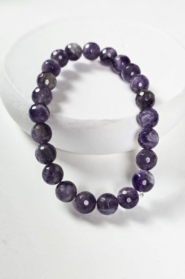 Ametist Bileklik Erkek (6.ve 7.  Çakra /Üçüncü Göz ve Tepe Çakra Taşı)