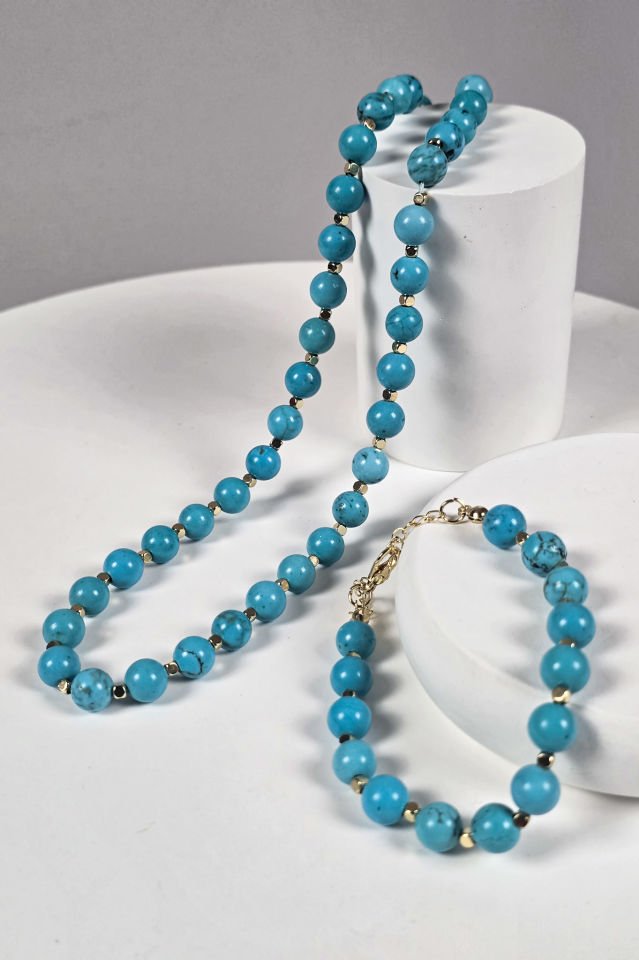 Turkuaz Kolye Bileklik Set (5.Çakra/Boğaz Çakrası)