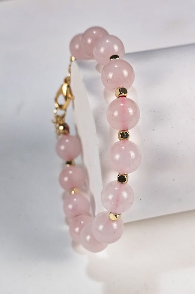 Pembe Kuvars Bileklik (4.Çakra/Kalp Çakrası Taşı)
