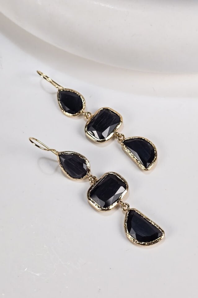 Üç Taşlı Kedi Gözü Küpe