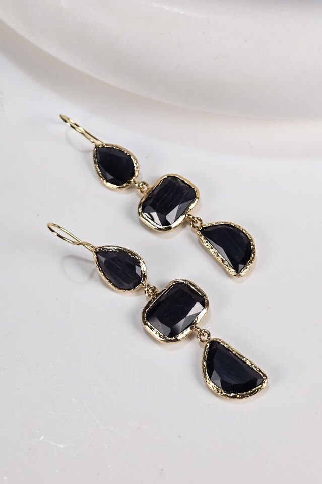 Üç Taşlı Kedi Gözü Küpe