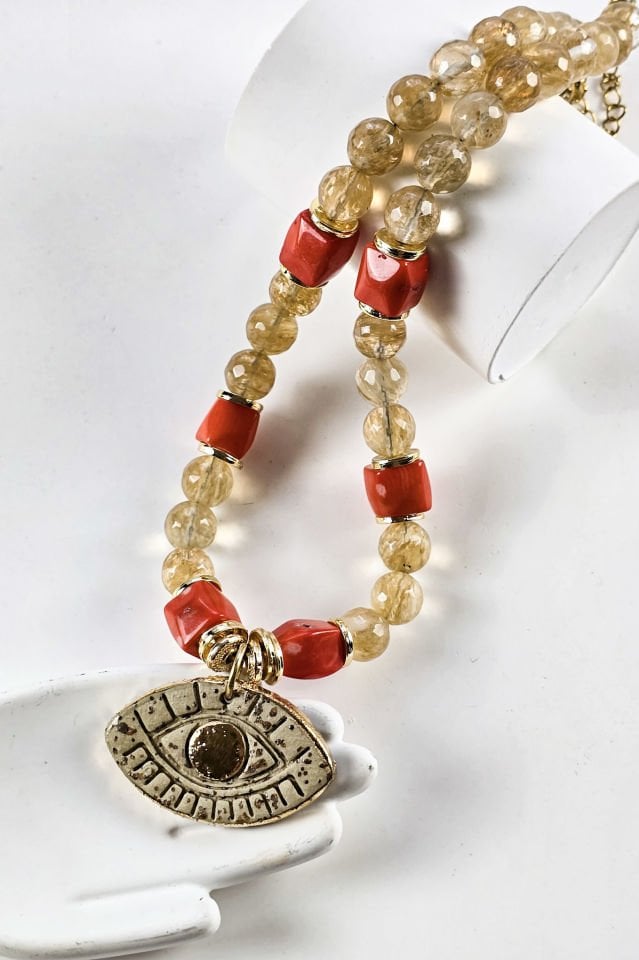 Solaris Rune Sitrin Mercan Kolye (3.Çakra/Solar Pleksus Çakra Taşı)