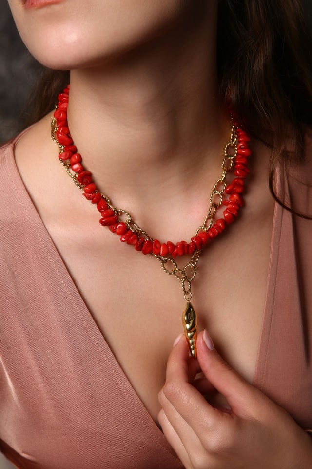 Okyanus Nefesi Mercan  Kolye