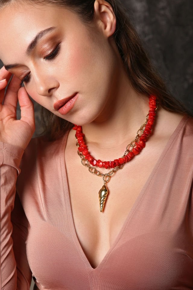 Okyanus Nefesi Mercan  Kolye